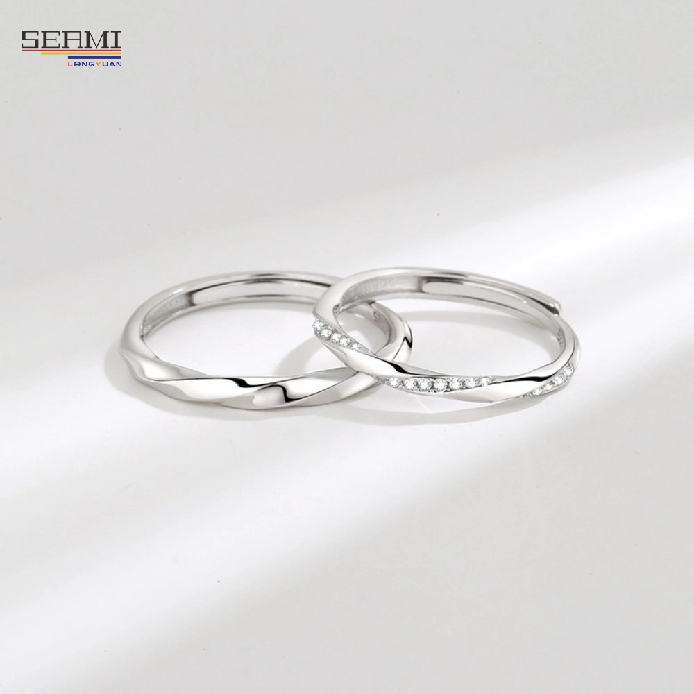 S925 Silver Ring Mobius Ring Open Couple Ring Valentine′s Day Gift