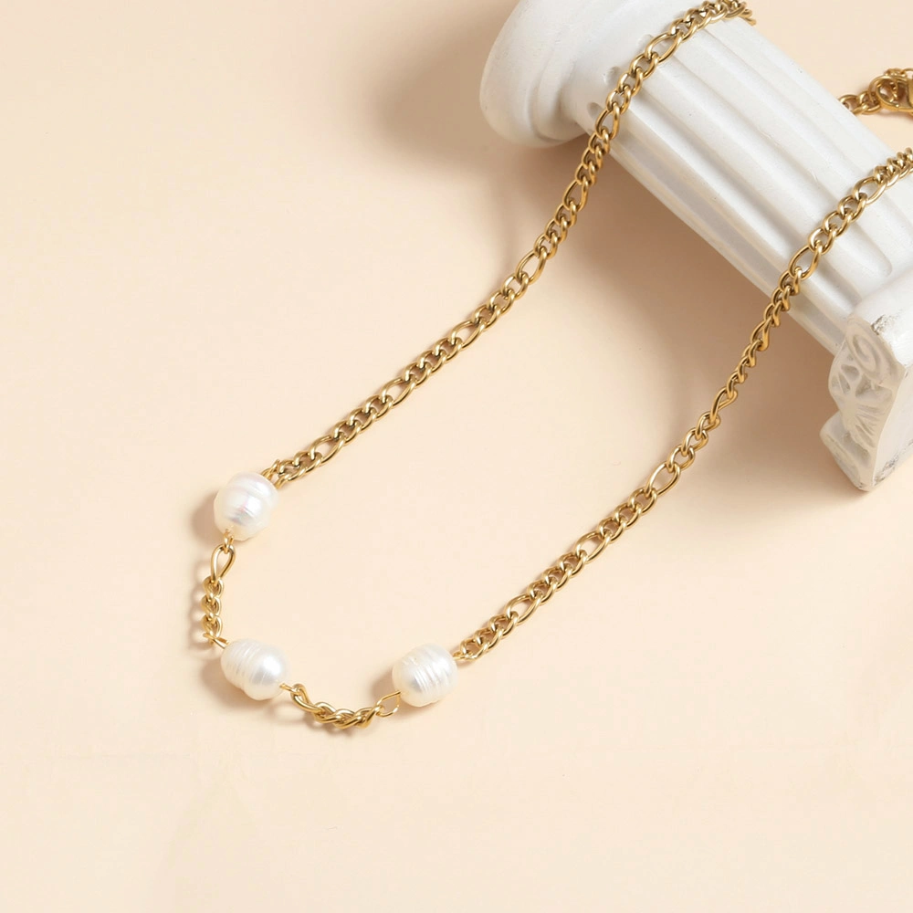 Manufacturer Customized 18K PVD Gold Plated Pearl Stainless Steel Fashion Women′s Necklace Jewelry Supplier