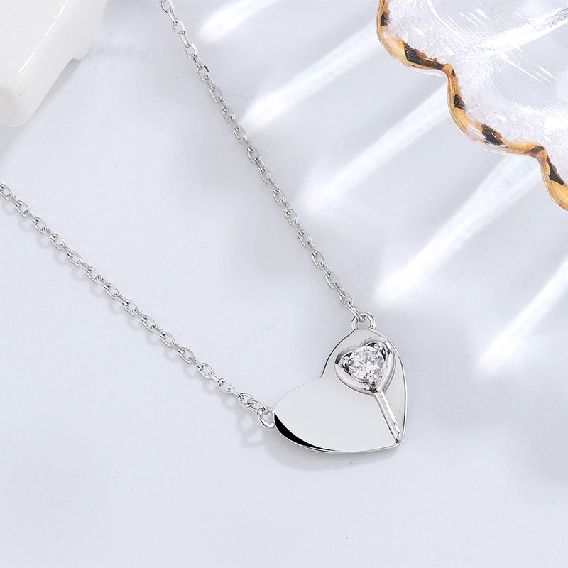 Popular 925 Sterling Silver Heart Cupid Pendant Women Jewelry Necklace