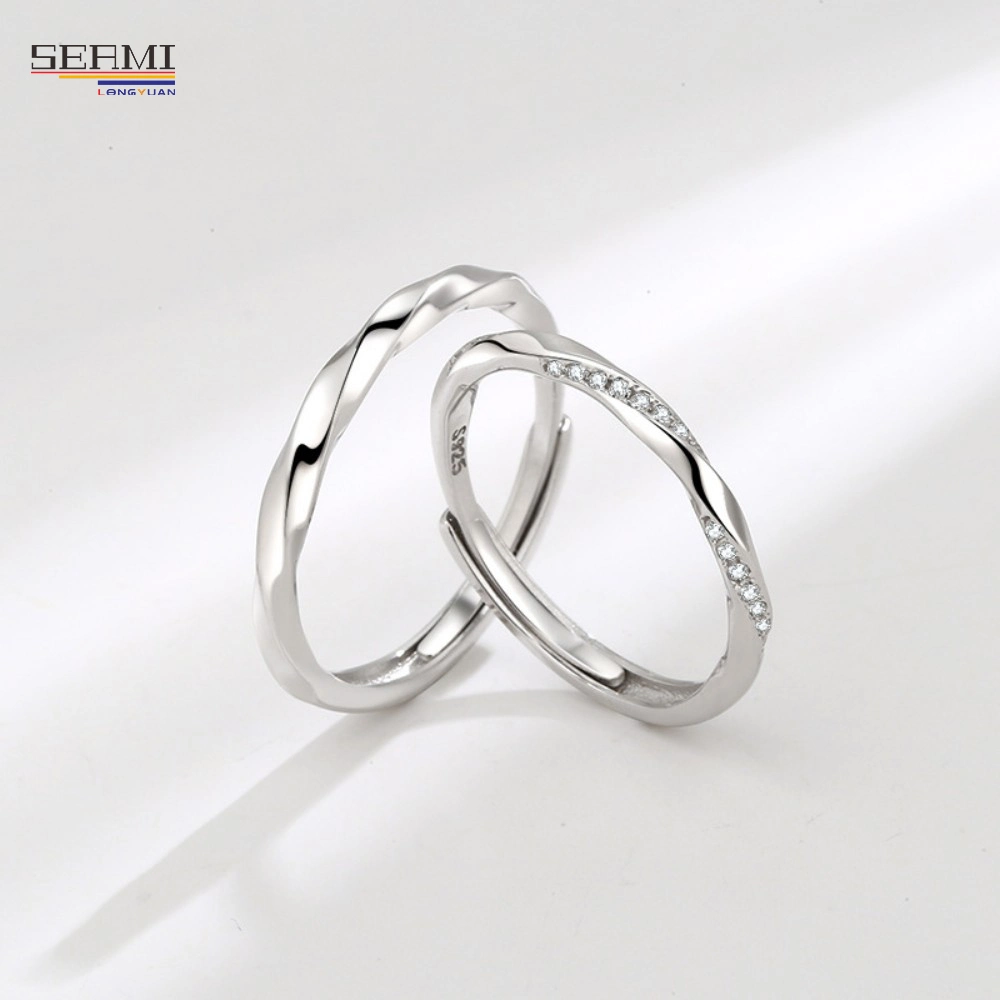 S925 Silver Ring Mobius Ring Open Couple Ring Valentine′s Day Gift